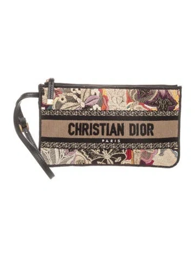 Pre-owned Dior Canvas Minaudière In Neutrals