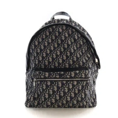Pre-owned Dior Canvas Oblique Rider Backpack In Black