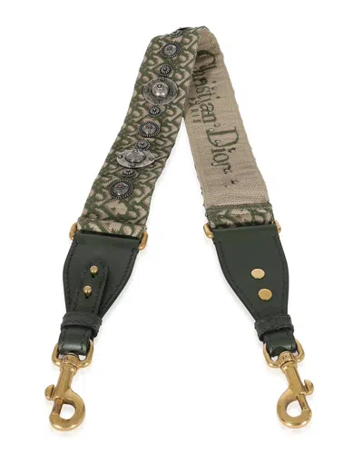 Pre-owned Dior Canvas Oblique Studded Bohemian Shoulder Strap (authentic Pre-loved)