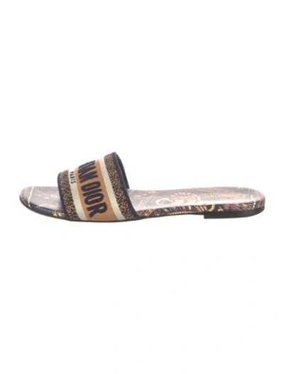 Pre-owned Dior Canvas Paisley Print Slides In Blue