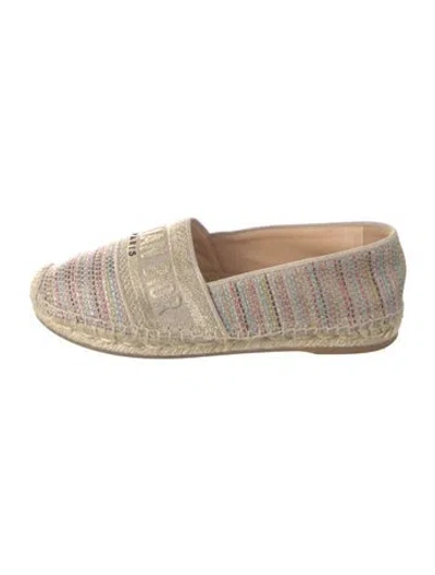 Pre-owned Dior Canvas Patterned Espadrilles In Neutral