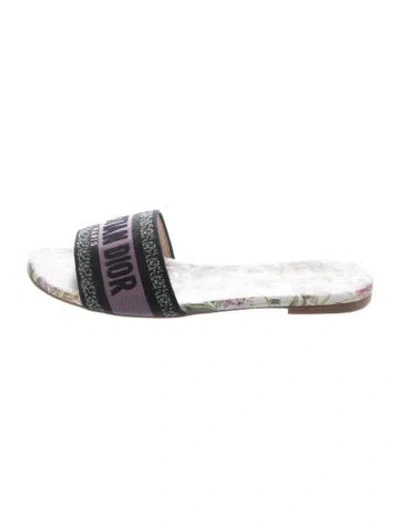 Pre-owned Dior Canvas Patterned Slides In Purple