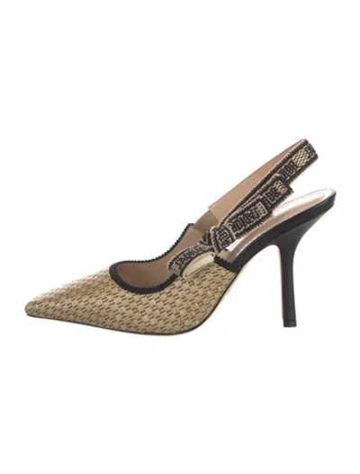 Pre-owned Dior Canvas Patterned Slingback Pumps In Multi