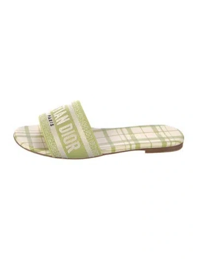 Pre-owned Dior Canvas Plaid Print Slides In Multi