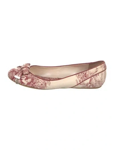 Pre-owned Dior Canvas Printed Ballet Flats In White