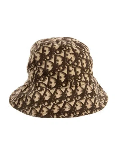 Pre-owned Dior Canvas Printed Bucket Hat In Brown