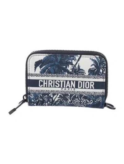 Pre-owned Dior Canvas Printed Compact Wallet In Multi