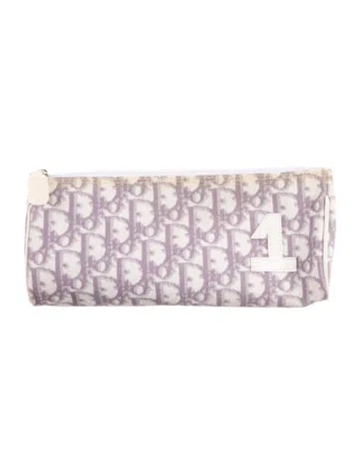 Pre-owned Dior Canvas Printed Cosmetic Bag In Purple