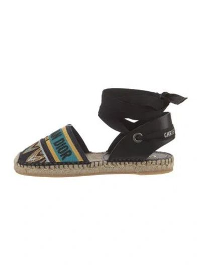 Pre-owned Dior Canvas Printed D'orsay Flats In Blue