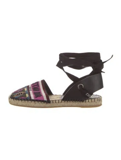 Pre-owned Dior Canvas Printed Espadrilles In Brown