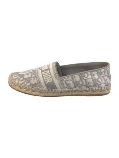Pre-owned Dior Canvas Printed Espadrilles In Gray