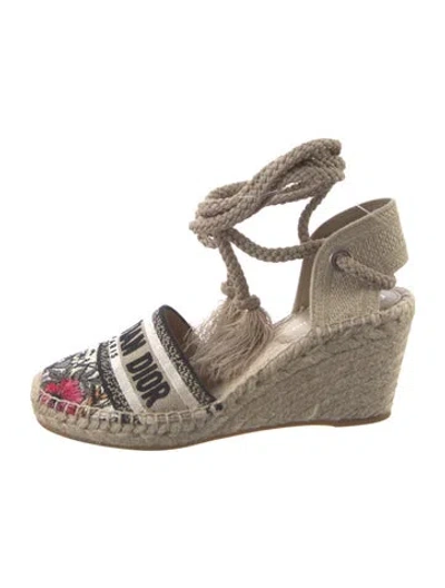 Pre-owned Dior Canvas Printed Espadrilles In Neutral