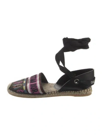 Pre-owned Dior Canvas Printed Espadrilles In Pink