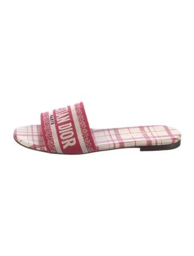 Pre-owned Dior Canvas Printed Flats In Red