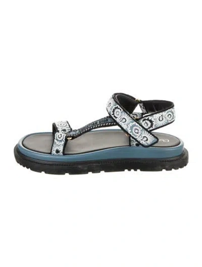 Pre-owned Dior Canvas Printed Sandals In Blue
