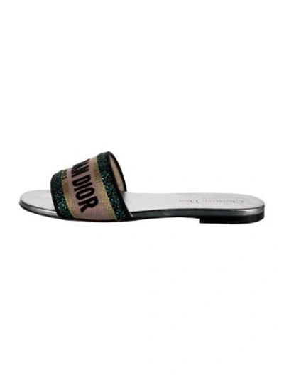 Pre-owned Dior Canvas Printed Slides In Black