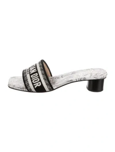 Pre-owned Dior Canvas Printed Slides In Black