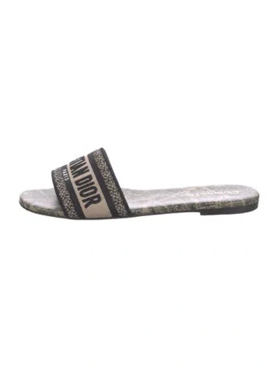 Pre-owned Dior Canvas Printed Slides In Black