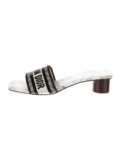 Pre-owned Dior Canvas Printed Slides In Black