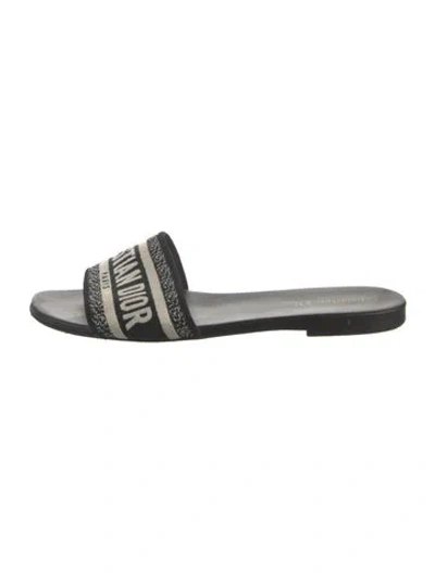 Pre-owned Dior Canvas Printed Slides In Black