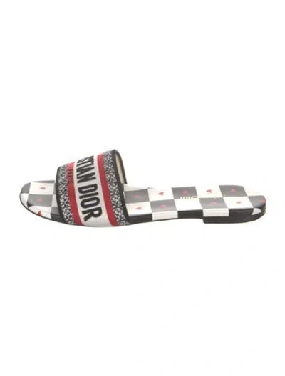 Pre-owned Dior Canvas Printed Slides In Black