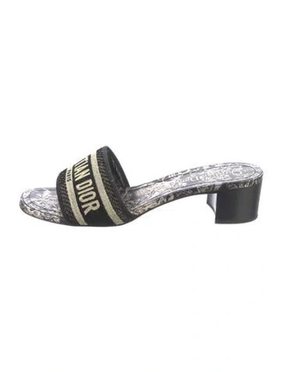 Pre-owned Dior Canvas Printed Slides In Black
