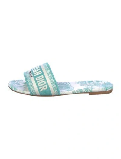 Pre-owned Dior Canvas Printed Slides In Blue
