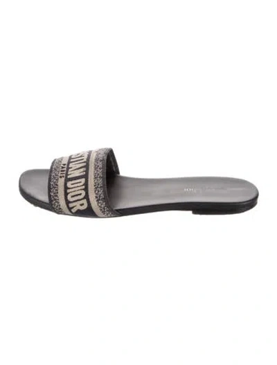 Pre-owned Dior Canvas Printed Slides In Blue