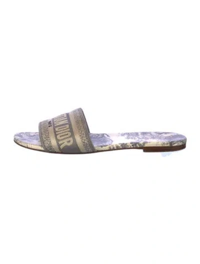 Pre-owned Dior Canvas Printed Slides In Blue