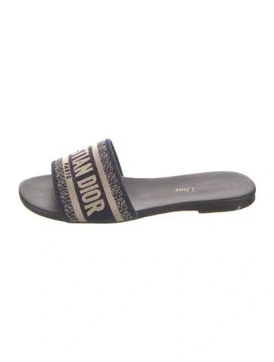 Pre-owned Dior Canvas Printed Slides In Blue