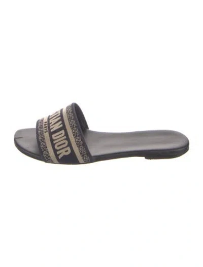 Pre-owned Dior Canvas Printed Slides In Blue