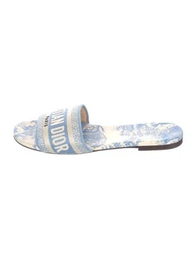 Pre-owned Dior Canvas Printed Slides In Blue