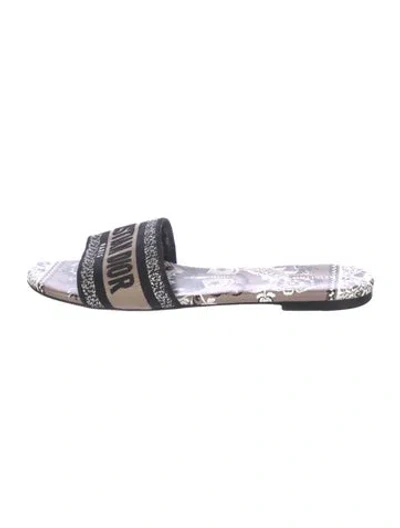Pre-owned Dior Canvas Printed Slides In Blue