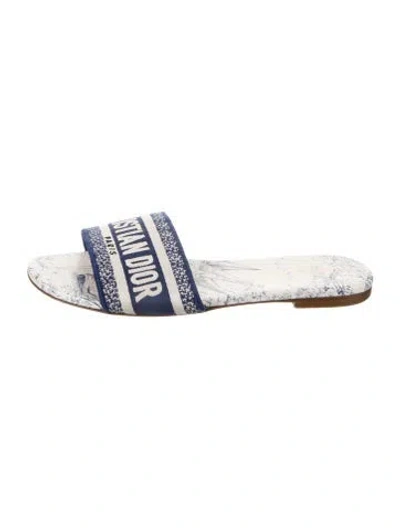 Pre-owned Dior Canvas Printed Slides In Blue