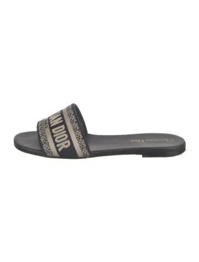 Pre-owned Dior Canvas Printed Slides In Blue