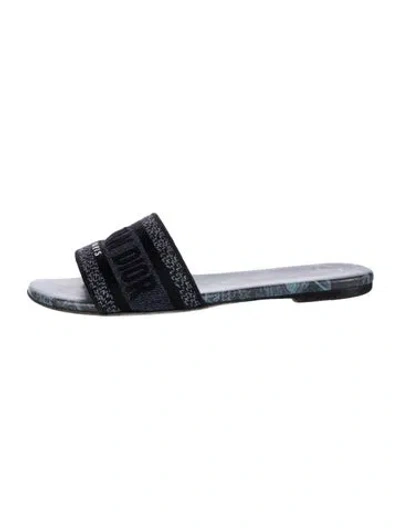 Pre-owned Dior Canvas Printed Slides In Blue