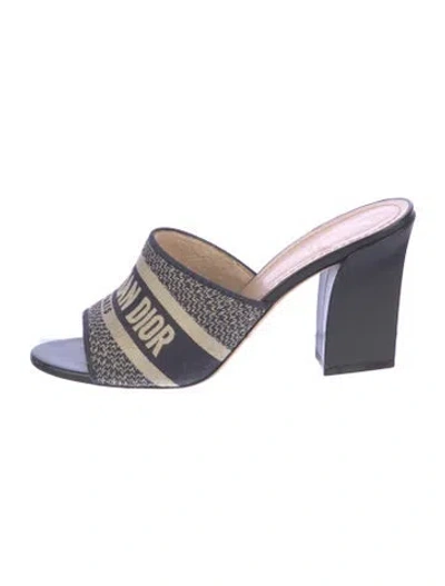 Pre-owned Dior Canvas Printed Slides In Blue
