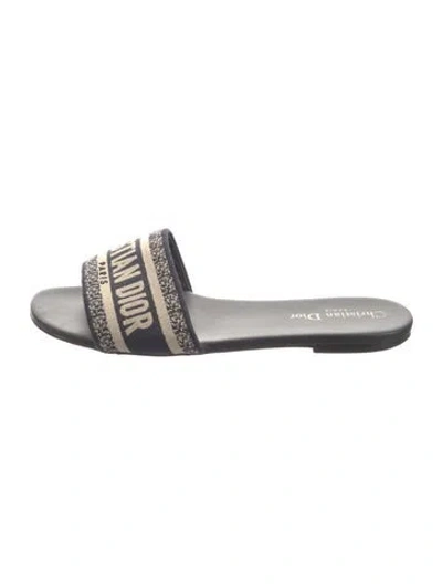 Pre-owned Dior Canvas Printed Slides In Blue