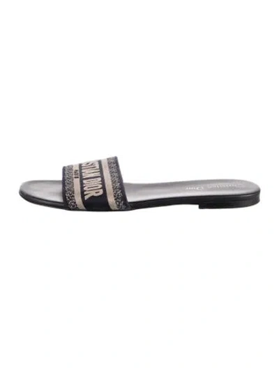 Pre-owned Dior Canvas Printed Slides In Blue