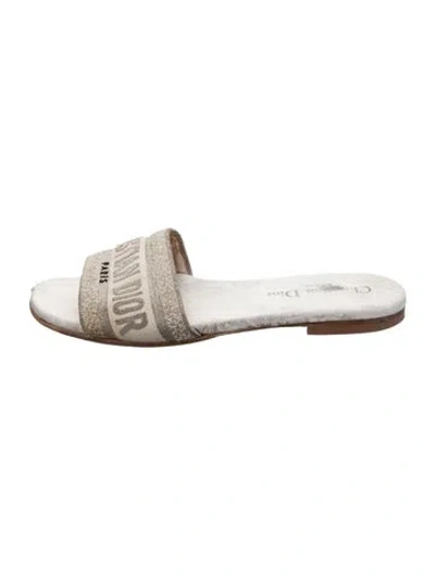Pre-owned Dior Canvas Printed Slides In Gold