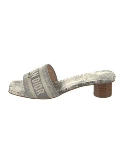 Pre-owned Dior Canvas Printed Slides In Gray