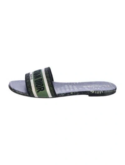 Pre-owned Dior Canvas Printed Slides In Green