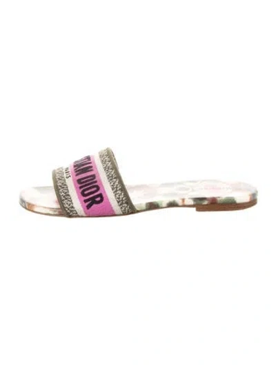 Pre-owned Dior Canvas Printed Slides In Green