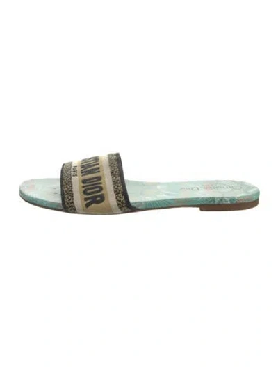 Pre-owned Dior Canvas Printed Slides In Neutral
