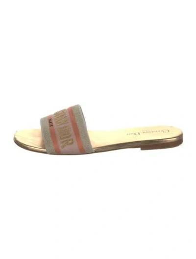Pre-owned Dior Canvas Printed Slides In Neutral