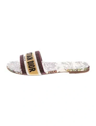 Pre-owned Dior Canvas Printed Slides In Neutral