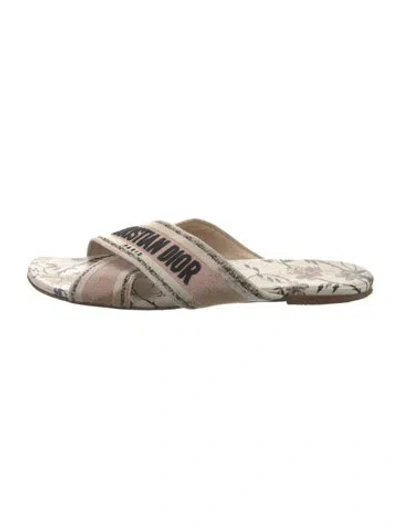 Pre-owned Dior Canvas Printed Slides In Neutral