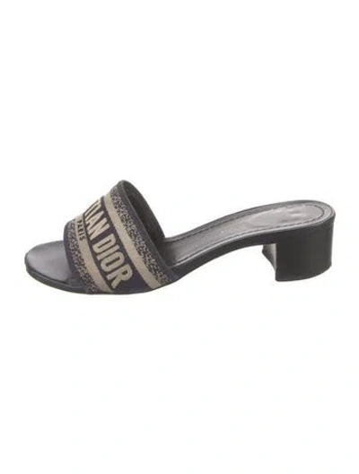 Pre-owned Dior Canvas Printed Slides In Neutral