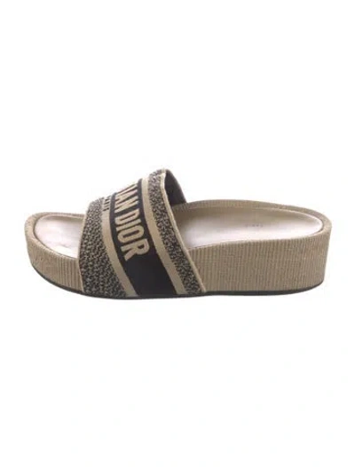 Pre-owned Dior Canvas Printed Slides In Neutral