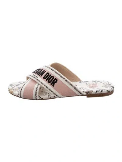 Pre-owned Dior Canvas Printed Slides In Pink